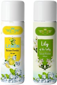 (Combo of 2) Lily of the Vally and Lemon Cool Talcum Powder 100g (Lily of the Vally and Lemon Fragrance)