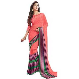 Amazify Womens Geogrette Saree with Blouse Digital Printed Saree (Peach, 6.25 Mtr) Amazify Womens Geogrette Saree with Blouse Digital Printed Saree (Peach, 6.25 Mtr)