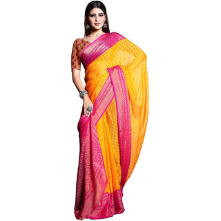 Amazify Women's Viscose Rayon Printed Saree With Unstitched Blouse (Yellow) Amazify Women's Viscose Rayon Printed Saree With Unstitched Blouse (Yellow)