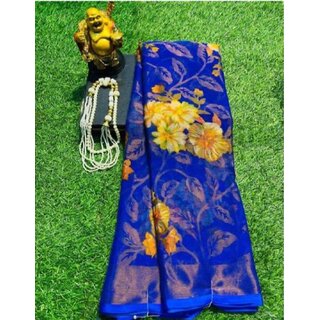 Amazify Women's Viscose Rayon Printed Saree With Unstitched Blouse (Royal Blue) Amazify Women's Viscose Rayon Printed Saree With Unstitched Blouse (Royal Blue)