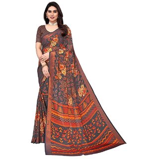 Amazify Women's Viscose Rayon Printed Saree With Unstitched Blouse (Grey) Amazify Women's Viscose Rayon Printed Saree With Unstitched Blouse (Grey)