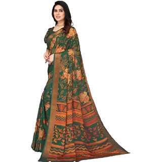 Amazify Women's Viscose Rayon Printed Saree With Unstitched Blouse (Green) Amazify Women's Viscose Rayon Printed Saree With Unstitched Blouse (Green)