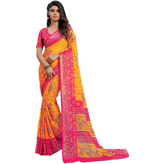 Amazify Women's Viscose Rayon Printed Saree With Unstitched Blouse (Yellow) Amazify Women's Viscose Rayon Printed Saree With Unstitched Blouse (Yellow)