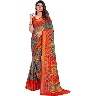 Amazify Women's Viscose Rayon Printed Saree With Unstitched Blouse (Grey) Amazify Women's Viscose Rayon Printed Saree With Unstitched Blouse (Grey)