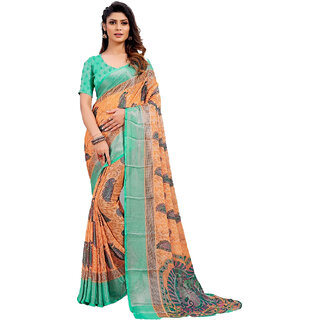 Amazify Women's Viscose Rayon Printed Saree With Unstitched Blouse (Orange) Amazify Women's Viscose Rayon Printed Saree With Unstitched Blouse (Orange)