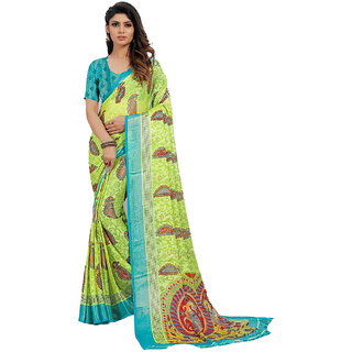 Amazify Women's Viscose Rayon Printed Saree With Unstitched Blouse (Mehendi) Amazify Women's Viscose Rayon Printed Saree With Unstitched Blouse (Mehendi)