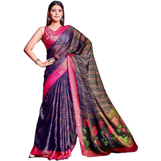 Amazify Women's Viscose Rayon Printed Saree With Unstitched Blouse (Navy Blue) Amazify Women's Viscose Rayon Printed Saree With Unstitched Blouse (Navy Blue)