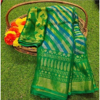 Amazify Women's Viscose Rayon Printed Saree With Unstitched Blouse (Green) Amazify Women's Viscose Rayon Printed Saree With Unstitched Blouse (Green)
