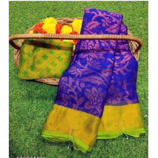 Amazify Women's Viscose Rayon Printed Saree With Unstitched Blouse (Royal Blue) Amazify Women's Viscose Rayon Printed Saree With Unstitched Blouse (Royal Blue)