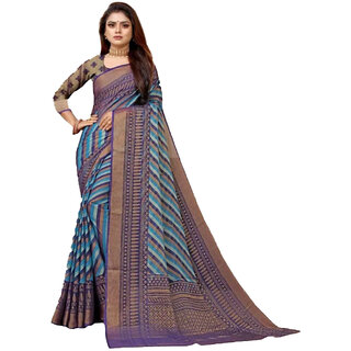 Amazify Women's Viscose Rayon Printed Saree With Unstitched Blouse (Navy Blue) Amazify Women's Viscose Rayon Printed Saree With Unstitched Blouse (Navy Blue)
