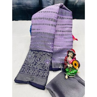 Amazify Women's Viscose Rayon Printed Saree With Unstitched Blouse (Purple) Amazify Women's Viscose Rayon Printed Saree With Unstitched Blouse (Purple)
