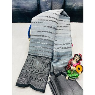 Amazify Women's Viscose Rayon Printed Saree With Unstitched Blouse (Grey) Amazify Women's Viscose Rayon Printed Saree With Unstitched Blouse (Grey)