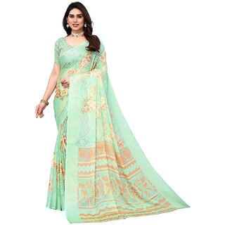 Amazify Women's Viscose Rayon Printed Saree With Unstitched Blouse (Pista) Amazify Women's Viscose Rayon Printed Saree With Unstitched Blouse (Pista)
