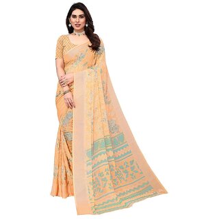 Amazify Women's Viscose Rayon Printed Saree With Unstitched Blouse (Orange) Amazify Women's Viscose Rayon Printed Saree With Unstitched Blouse (Orange)