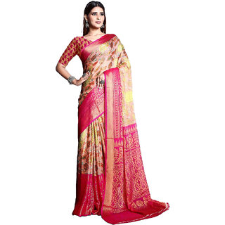 Amazify Women's Viscose Rayon Printed Saree With Unstitched Blouse (Pink) Amazify Women's Viscose Rayon Printed Saree With Unstitched Blouse (Pink)
