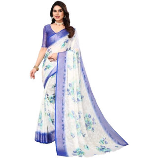 Amazify Women's Viscose Rayon Printed Saree With Unstitched Blouse (Blue) Amazify Women's Viscose Rayon Printed Saree With Unstitched Blouse (Blue)