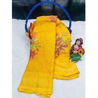 Amazify Women's Viscose Rayon Printed Saree With Unstitched Blouse (Yellow) Amazify Women's Viscose Rayon Printed Saree With Unstitched Blouse (Yellow)