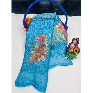 Amazify Women's Viscose Rayon Printed Saree With Unstitched Blouse (Sky Blue) Amazify Women's Viscose Rayon Printed Saree With Unstitched Blouse (Sky Blue)