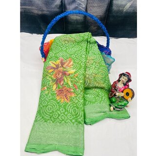 Amazify Women's Viscose Rayon Printed Saree With Unstitched Blouse (Green) Amazify Women's Viscose Rayon Printed Saree With Unstitched Blouse (Green)