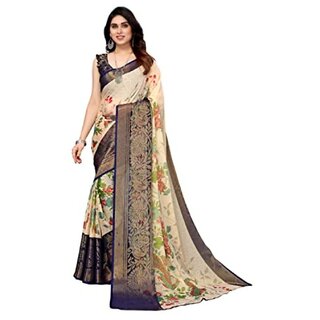 Amazify Women's Viscose Rayon Printed Saree With Unstitched Blouse (Navy Blue) Amazify Women's Viscose Rayon Printed Saree With Unstitched Blouse (Navy Blue)