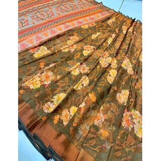 Amazify Women's Viscose Rayon Printed Saree With Unstitched Blouse (Green) Amazify Women's Viscose Rayon Printed Saree With Unstitched Blouse (Green)