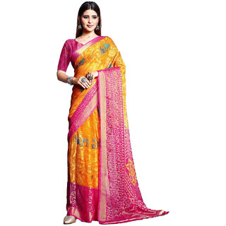 Amazify Women's Viscose Rayon Printed Saree With Unstitched Blouse (Yellow) Amazify Women's Viscose Rayon Printed Saree With Unstitched Blouse (Yellow)