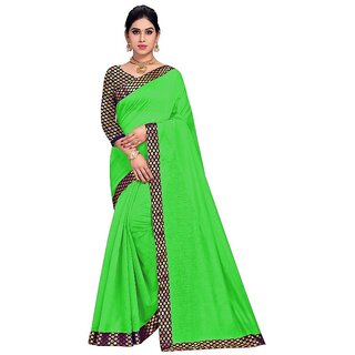 Amazify Women's Chanderi Cotton Lace Border Saree With Blouse (Green, 5-6 Mtrs) Amazify Women's Chanderi Cotton Lace Border Saree With Blouse (Green, 5-6 Mtrs)