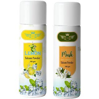                       (Combo of 2) Lemon and Musk Cool Talcum Powder 100g (Lemon, Musk Fragrance)                                              