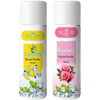 (Combo of 2) Lemon and Rosemary Cool Talcum Powder 100g (Lemon, Rosemary Fragrance)