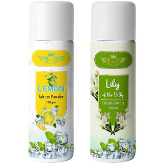                       (Combo of 2) Lily of the Vally and Lemon Cool Talcum Powder 100g (Lily of the Vally and Lemon Fragrance)                                              