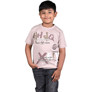                       Kid Kupboard Cotton Boys T-Shirt, Peach, Half-Sleeves, 7-8 Years KIDS7438                                              