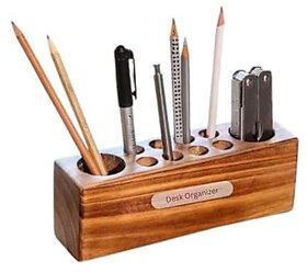 Neem Wood Organizer HoffengWell Desk Pen Holder Great Art Supplies Organizer Office Desk Dxc3xa9cor Rustic Desk Organizer Cool Desk Accessories The Ultimate Gift