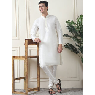                       Men's Banarasi Dupion Silk Solid Kurta                                              