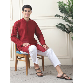                       Men's Machine Embroidery Regular Kurta                                              