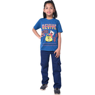                       Kid Kupboard Cotton Girls T-Shirt, Navy Blue, Half-Sleeves, 8-9 Years KIDS7466                                              