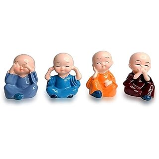 Resin Buddha Baby Monk Statues Small Set of 4 Multicolor Buddha Monk for Car Dashboard ShowpieceHome Office DecorIdeal for Living Room Meditation Spaces Resin Buddha Baby Monk Statues Small Set of 4 Multicolor Buddha Monk for Car Dashboard ShowpieceHome Office DecorIdeal for Living Room Meditation Spaces