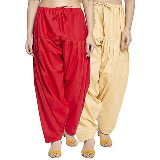                       Women's Traditional Cotton Semi Patiala Patiyala Panjabi Plain Salwar Combo Pack                                              