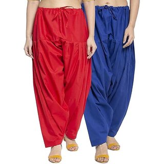                       Women's Traditional Cotton Semi Patiala Patiyala Panjabi Plain Salwar Combo Pack of-2                                              