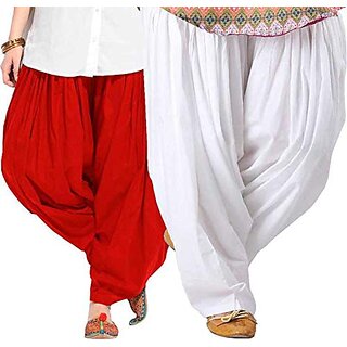                       Woman's/Girl's Plain Cotton Semi Patiala Salwar Combo of 2                                              