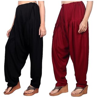                       Woman's/Girl's Plain Cotton Semi Patiala Salwar Combo of 2                                              