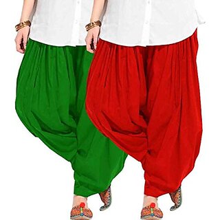                       Women's Traditional Cotton Semi Patiala Patiyala Panjabi Plain Salwar Combo Pack                                              