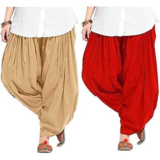                       Women's Traditional Cotton Semi Patiala Patiyala Panjabi Plain Salwar                                              