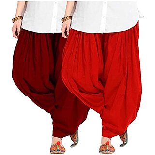                       Women's Traditional Cotton Semi Patiala  Plain Salwar Combo Pack                                              