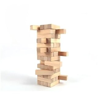 VK HANDICRAFT Classic Wooden Stacking Tower Game 54 Blocks Natural Wood with Family Game VK HANDICRAFT Classic Wooden Stacking Tower Game 54 Blocks Natural Wood with Family Game