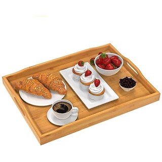 WoodenTray Premium Handcrafted for Tea Coffee Breakfast in Kitchen and Dining Table Wood Large Size Serving/Hamper Packing Tray - 21x16 inches WoodenTray Premium Handcrafted for Tea Coffee Breakfast in Kitchen and Dining Table Wood Large Size Serving/Hamper Packing Tray - 21x16 inches