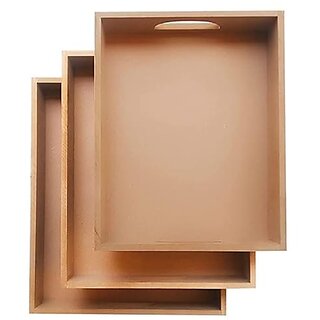 Wooden Handcrafted Serving Tray for Craft Set of 3 Unfinished MDF Tray Plain for Decoupage MDF Trays for Art and Craft (12x10) (11x9) (10x8) inch Wooden Handcrafted Serving Tray for Craft Set of 3 Unfinished MDF Tray Plain for Decoupage MDF Trays for Art and Craft (12x10) (11x9) (10x8) inch