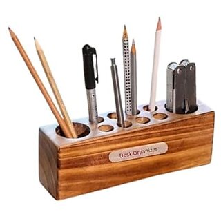 Neem Wood Organizer HoffengWell Desk Pen Holder Great Art Supplies Organizer Office Desk Dxc3xa9cor Rustic Desk Organizer Cool Desk Accessories The Ultimate Gift