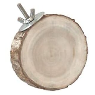                       Natural Wood Bird Perch Round Tree Slice with Metal Clamp Classic Bird Accessory                                              