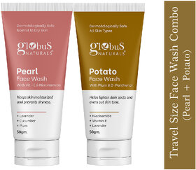 Globus Naturals Anti Ageing Pearl  Oil Control Potato Face Wash Combo 50gm Set of 2