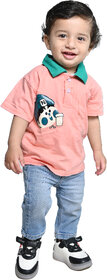 Kid Kupboard Cotton Baby Boys T-Shirt, Pink/Green, Half-Sleeves, 2-3 Years KIDS7481